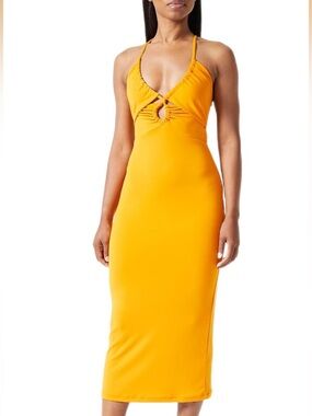 Vibrant Orange Midi Dress